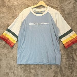 Camp Collection Dream Weaver Retro Charlie Tee T Shirt Rainbow Bell Sleeves L